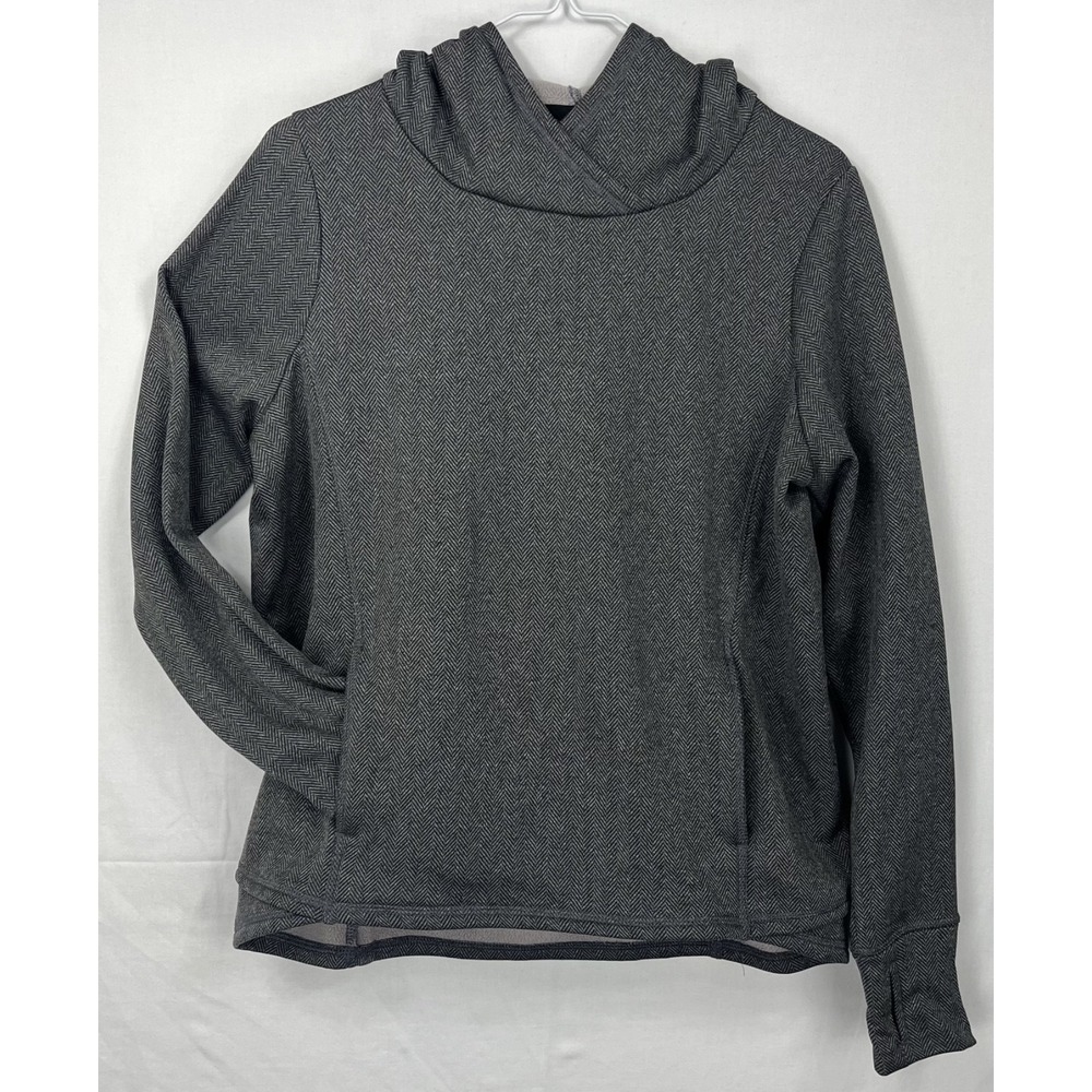 C9 Champion Womens Gray Herringbone Pullover Training Fleece Hoodie Thumbhole S